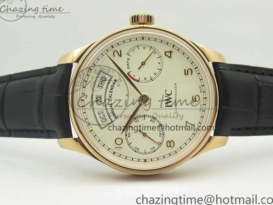 MIROTIME 0422 Thermal Portuguese Real PR Real Annual Calendar IW503501 RG ZF 1:1 Best Edition White Dial on Black Leather Strap A 7150